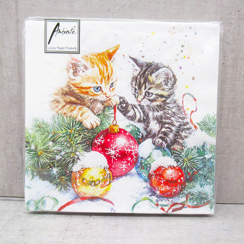 Ambiente クリスマスペーパーナプキン Adorable kittens